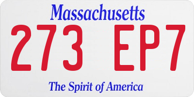 MA license plate 273EP7