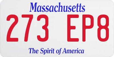MA license plate 273EP8