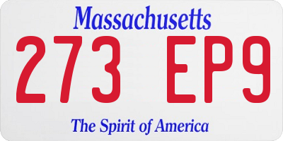 MA license plate 273EP9
