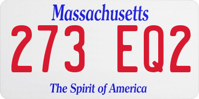 MA license plate 273EQ2
