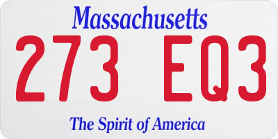 MA license plate 273EQ3