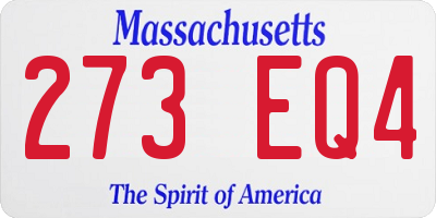 MA license plate 273EQ4