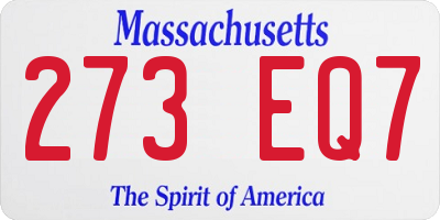 MA license plate 273EQ7