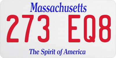 MA license plate 273EQ8
