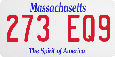 MA license plate 273EQ9
