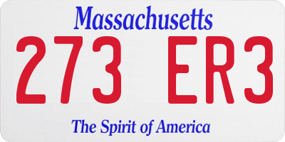 MA license plate 273ER3