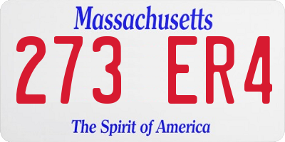 MA license plate 273ER4
