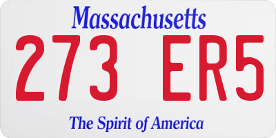 MA license plate 273ER5