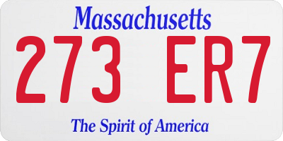 MA license plate 273ER7