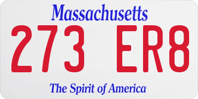 MA license plate 273ER8