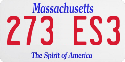 MA license plate 273ES3
