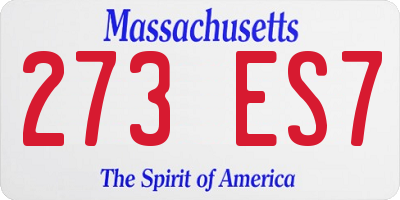 MA license plate 273ES7