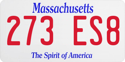 MA license plate 273ES8