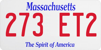 MA license plate 273ET2