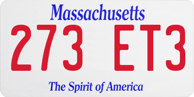 MA license plate 273ET3
