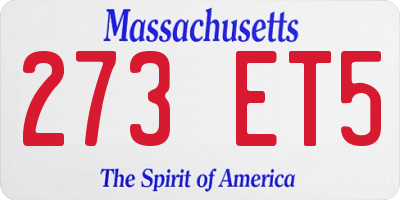 MA license plate 273ET5
