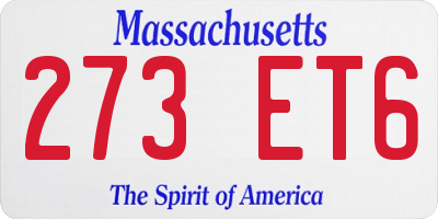 MA license plate 273ET6