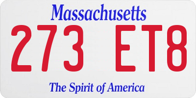MA license plate 273ET8