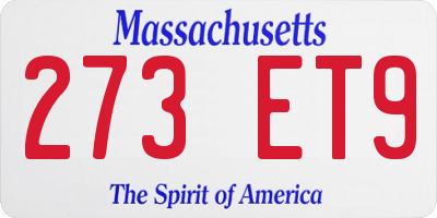 MA license plate 273ET9