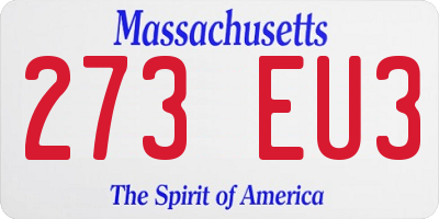MA license plate 273EU3