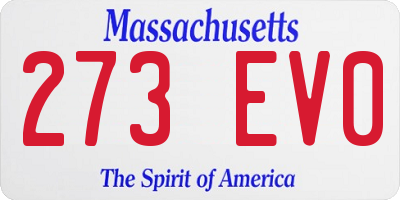 MA license plate 273EV0