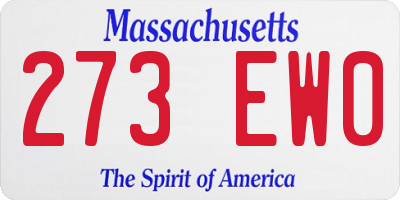 MA license plate 273EW0