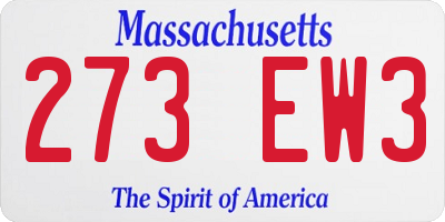 MA license plate 273EW3