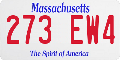 MA license plate 273EW4