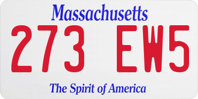 MA license plate 273EW5