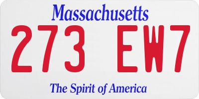 MA license plate 273EW7