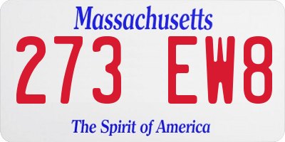 MA license plate 273EW8