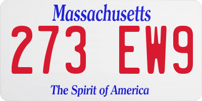 MA license plate 273EW9