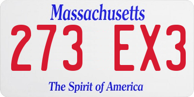 MA license plate 273EX3