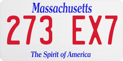 MA license plate 273EX7