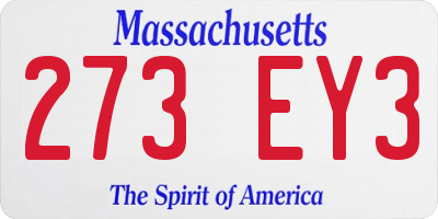 MA license plate 273EY3