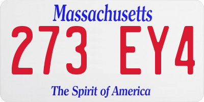 MA license plate 273EY4