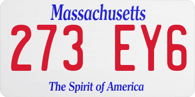 MA license plate 273EY6