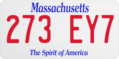 MA license plate 273EY7