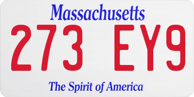 MA license plate 273EY9