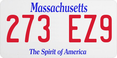 MA license plate 273EZ9