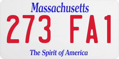 MA license plate 273FA1