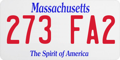 MA license plate 273FA2