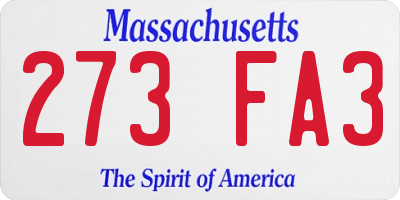 MA license plate 273FA3