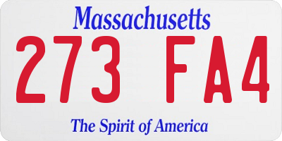 MA license plate 273FA4