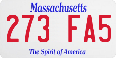 MA license plate 273FA5