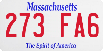 MA license plate 273FA6