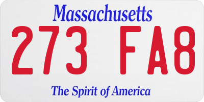MA license plate 273FA8