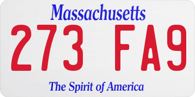 MA license plate 273FA9