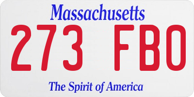 MA license plate 273FB0
