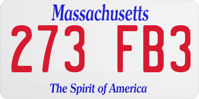 MA license plate 273FB3